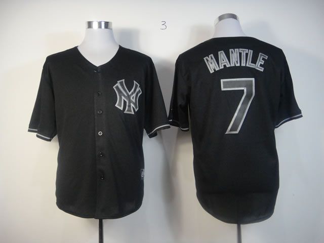 Men New York Yankees #7 Mantle Black MLB Jerseys->new york yankees->MLB Jersey